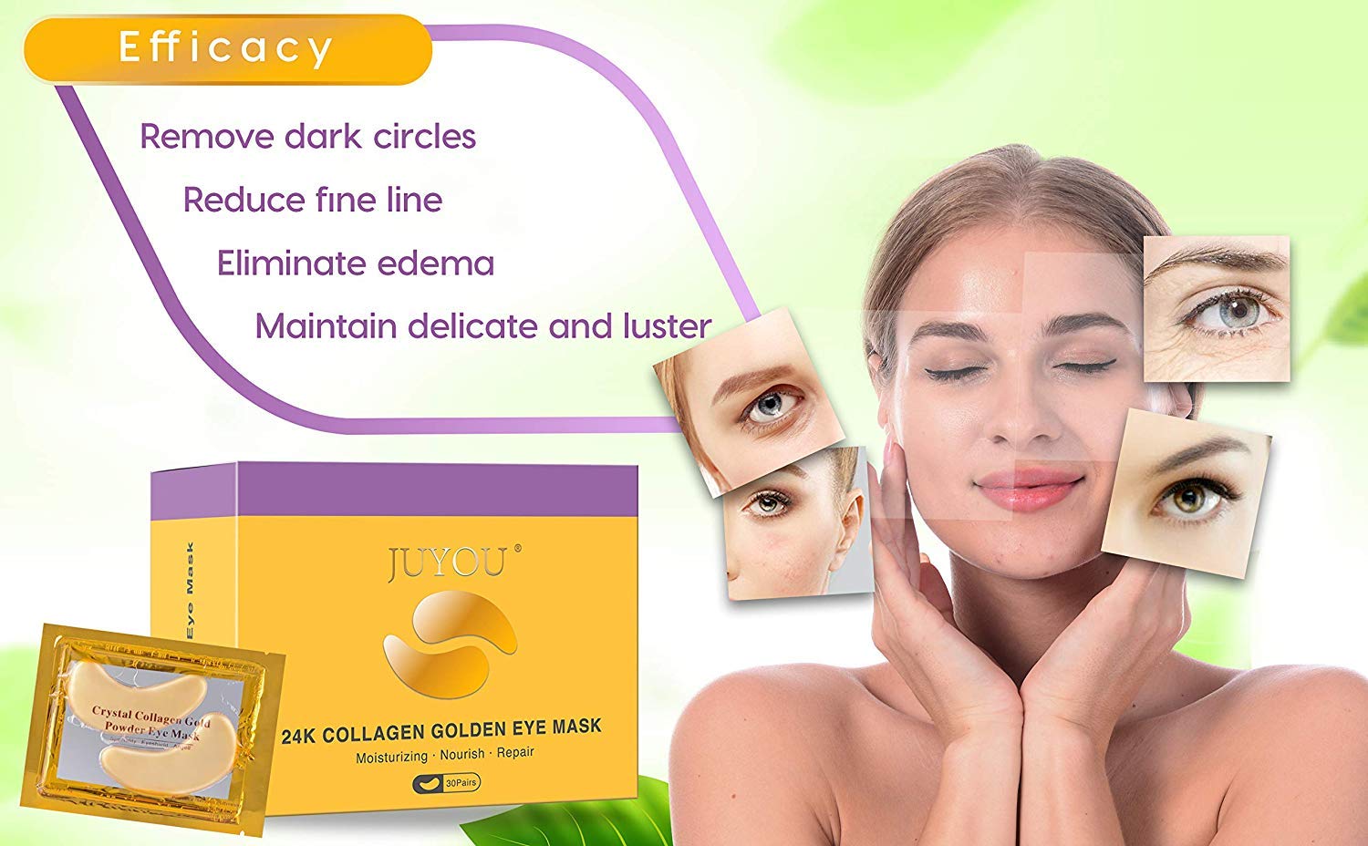 Under Eye Patches, Eye Mask, Gold Under Eye Mask, Gold Eye Mask, Eye Pads, Collagen Eye Patch, JUYOU Eye Patch For Anti-wrinkles, Puffy Eyes, Dark Circles, Fine Lines Treatment (30Pairs 24k Gold) : Beauty