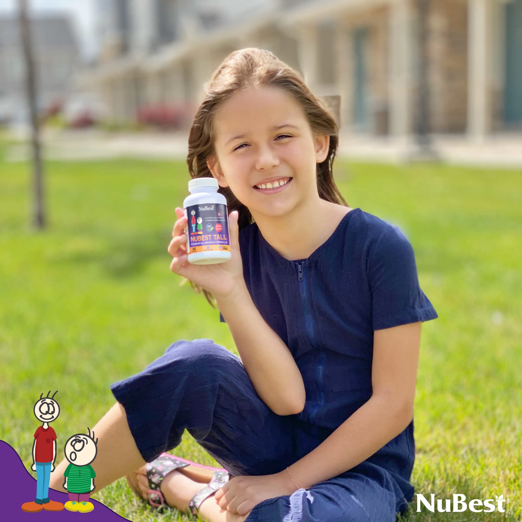 NuBest Tall | Support Bone Strength, Bone Health, Enhanced Immune and Whole Body Wellness with Calcium, Collagen, and Herbs for Ages 5+ & Teens | 60 Capsules