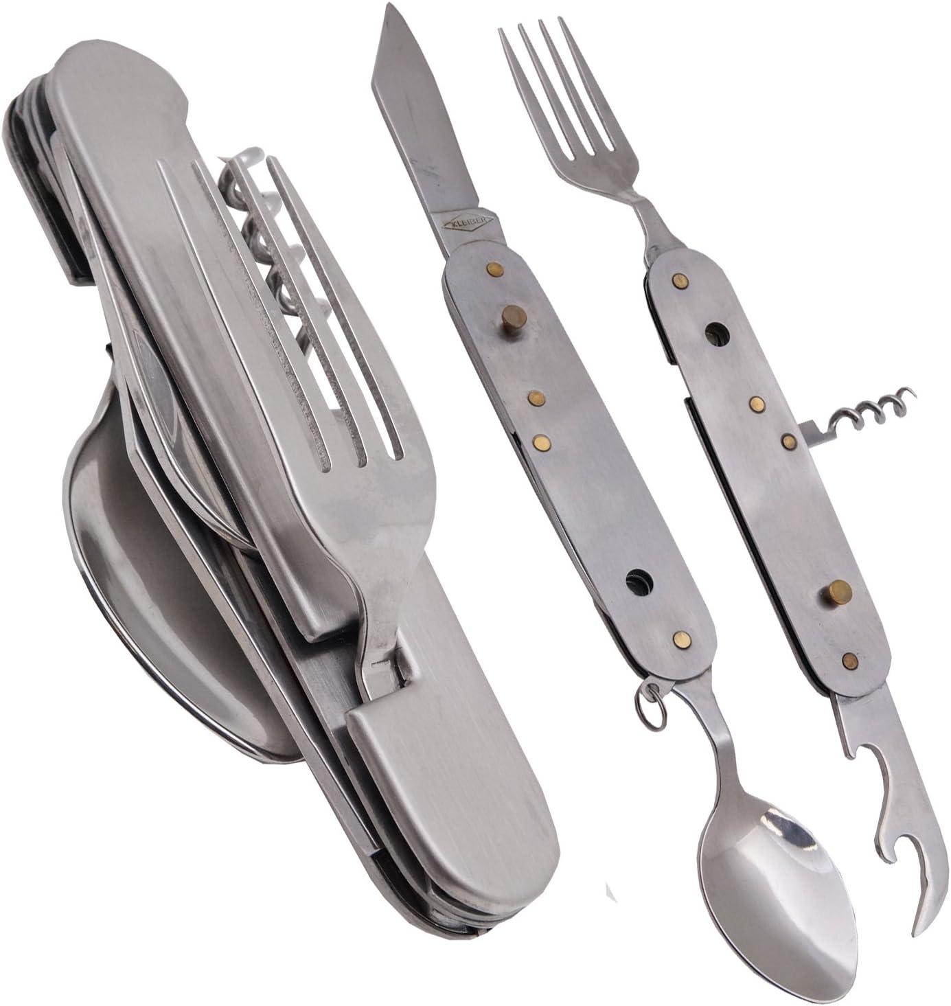 2x Campingbesteck inklusive Gürteltasche Rostfrei, Essbesteck