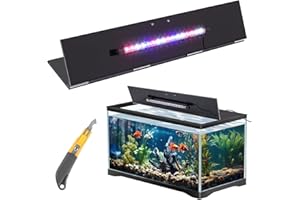 Sieral Aquarium Lids Polycarbonate Canopy with LED Light 29 x 11.38 x 0.12 Inch for 20/29/37 Gallon Without Center Brace Aquariums Cover Fish Tank Lid with a Hook Knife, Black