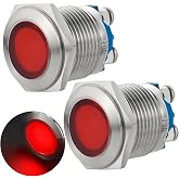 Signal Light 16mm 5/8" Indicator Light 110V/120V LED AC/DC Pilot Lamp Waterproof Metal Stainless Steel Pilot Panel 2 PCS