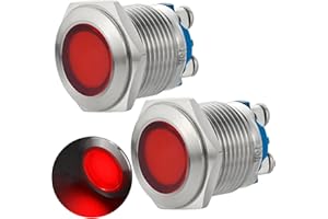 ZGSZJHF Signal Light 16mm 5/8" Indicator Light 110V/120V LED AC/DC Pilot Lamp Waterproof Metal Stainless Steel Pilot Panel 2 PCS