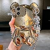 Cute Case for iPhone 12 6.1'', 3D Cartoon case Gold