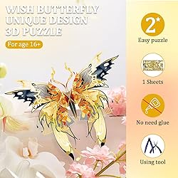 Microworld 3D Metal Puzzle, 6 Styles Wish Butterfly