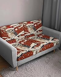 Christmas Owl Red Couch Cushion Covers, Universal