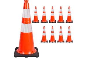 Traffic Cone PVC cm 28" Slim with 2 Reflective Strips | Highly Visible Safety Cone for Road Traffic Control and Construction 