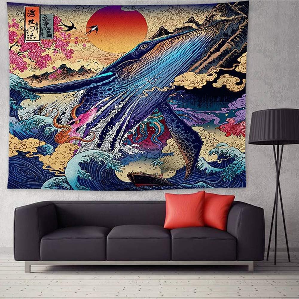 Today Gifts The Great Wave off Kanagawa Tapestry Wall Hangings Japanese Whale Painting Tapestries Beach Towel Table Cloth Home Decor 200x150cm