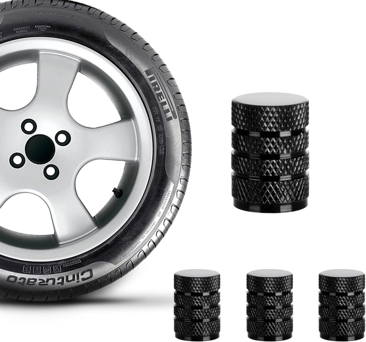Carsemoo Valve Caps Prevent Corrosion,Car Dust Caps, Universal Aluminum&Plastic Wheel Tire Air Caps Valve Stem Covers for Car/Motorcycle,Air Leakproof and Protection Your Valve Stem (Black 4 Pcs/Set)