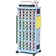 Sunnacate Craft Storage Cart with 60 Vinyl Roll Storage Organizer, Rolling Heat Press Table Stand with Wheels, Mobile Vinyl Roll Holder Rack for Blueprints Gift Wrap Craft Organizers