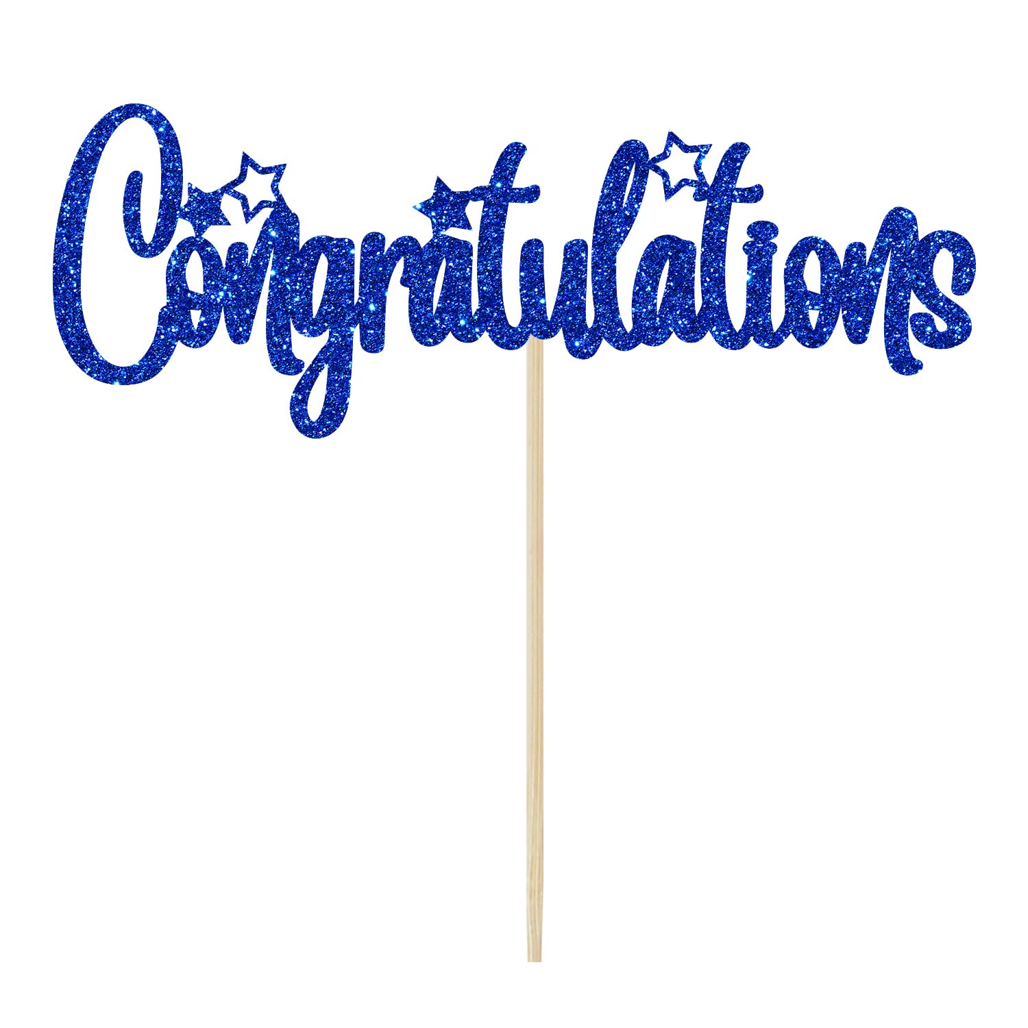 Photo 1 of Congratulations Cake Topper, Congrats Cake Decorations, Graduation Retirement Birthday Wedding Anniversary Celebration Party Decorations, Blue Glitter