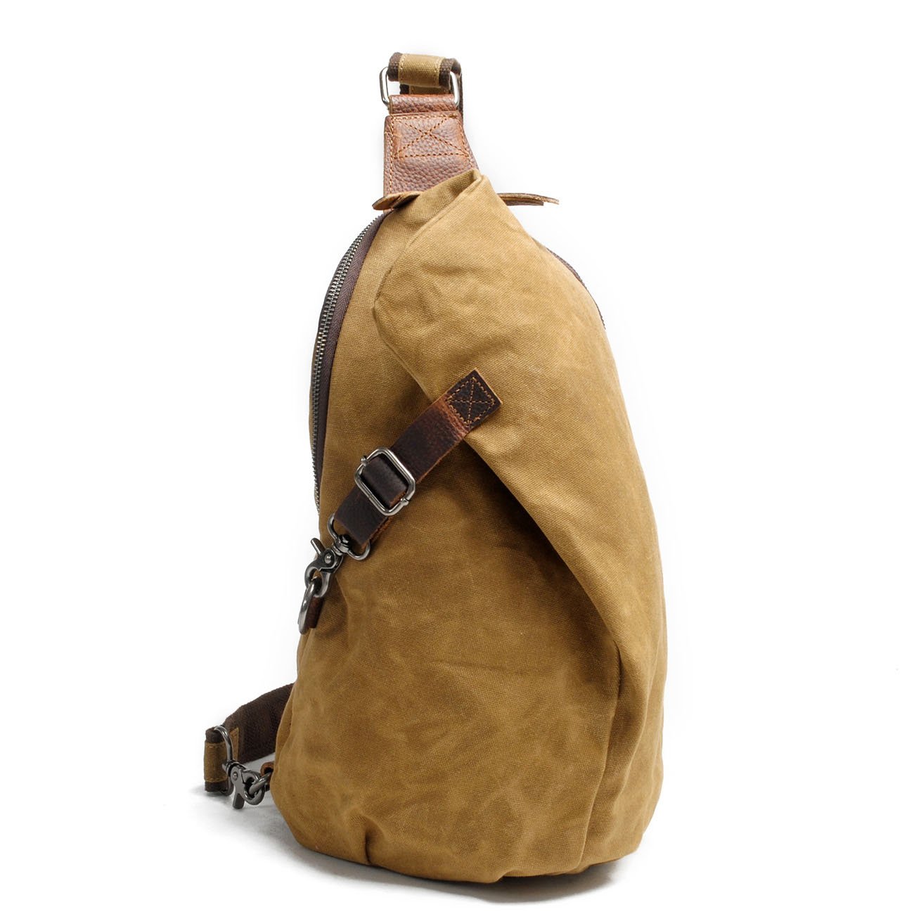 Neuleben Waterproof Canvas Shoulder Backpack Vintage Unisex Men's Small Sling Backpack Shoulder Bag Outdoor Sports Leisure, khaki, standard size, Rucksack