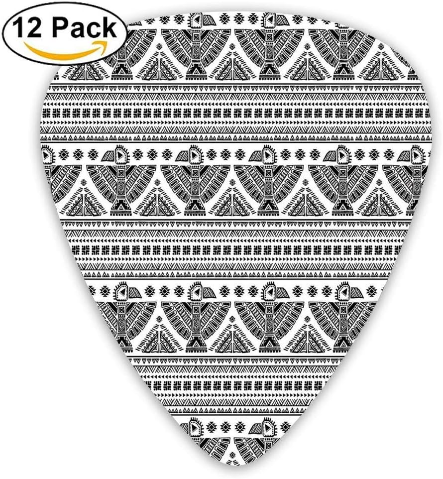 Ethnic Indian Tribal Art Pattern With Eagle Symbol Mystic Culture Folkart Guitar Picks 12/Pack