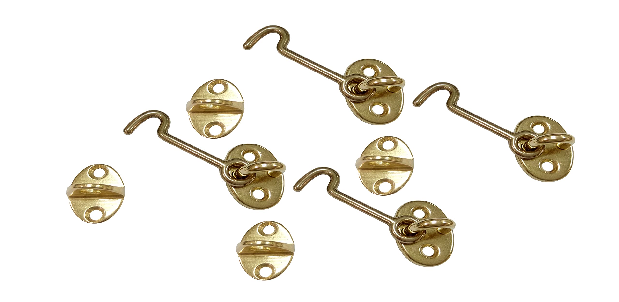 QCAA Forged Brass Cabin Hook Latch & Eye, 3", Vibrated Brass, 4 Pack