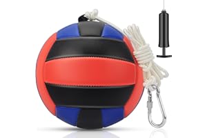Hamino Tetherball Ball and Rope, Portable Tetherball Set – Heavy-Duty Base, Poles, PU Leather Ball, Nylon Rope & Pump – Backyard, Beach, Family Yard Game for Adults and Family