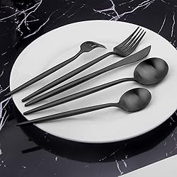Matte Black Silverware Set, Vanys 30 Piece