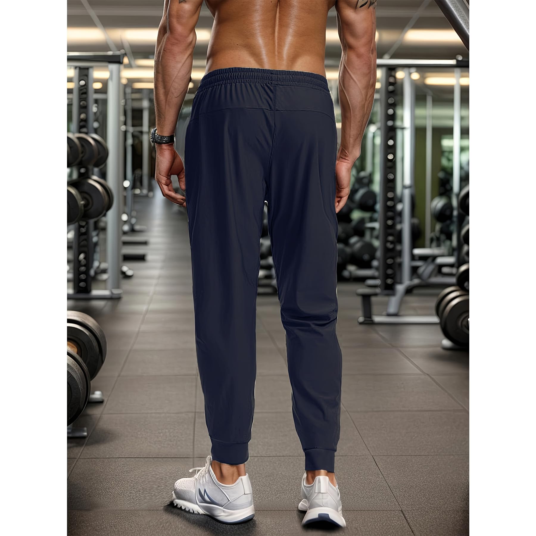 Yezai Men's Jogger Pants, Training Pants, Track Pants, Training Wear, Muscle Training, Gym, Breathable, Sweat Absorbent, Quick Drying, Stretchable, Running, 3/4 Length, Sportswear