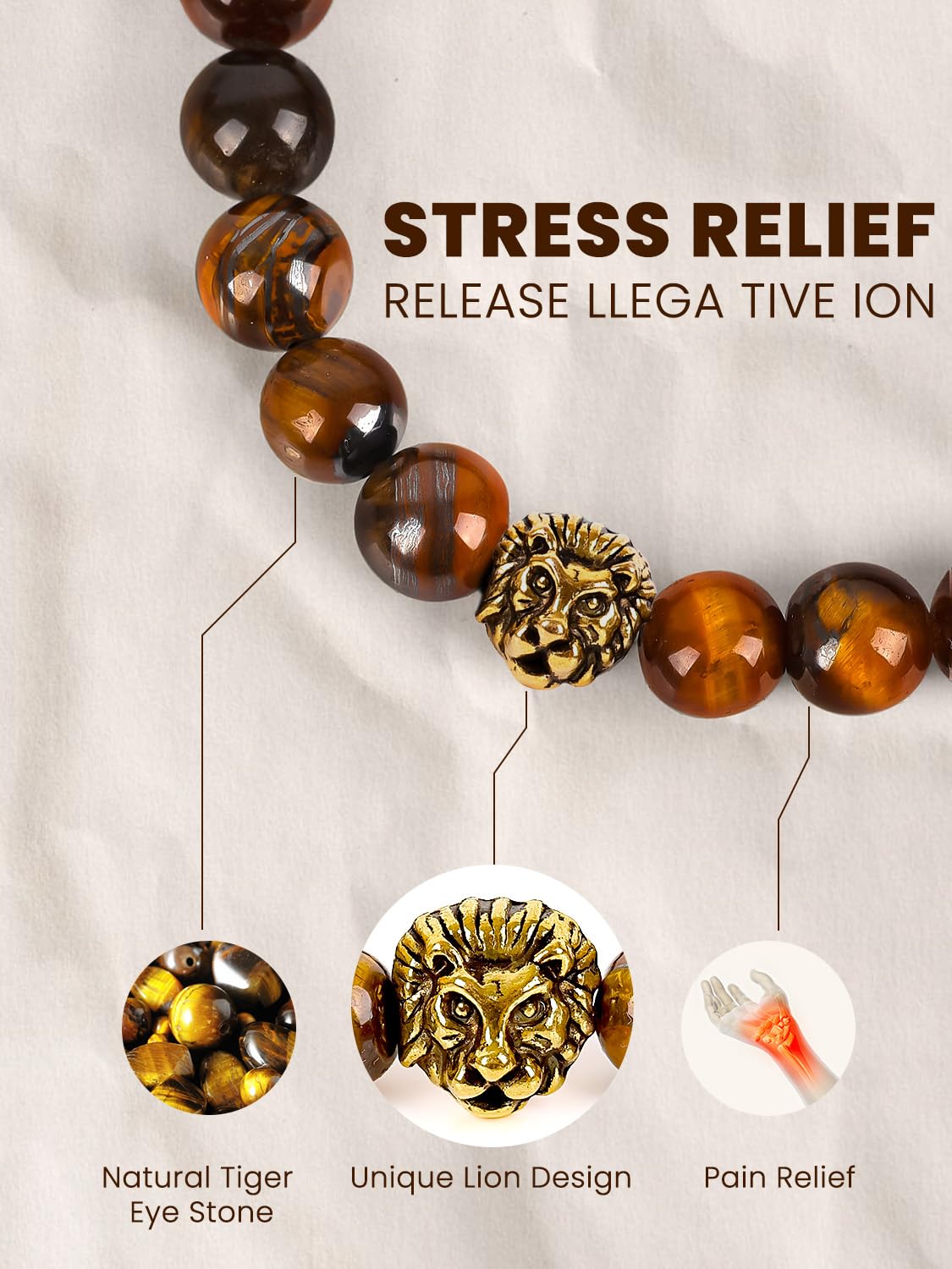 COZEFFIC Mens Beaded Bracelets Tiger Eye 8mm Natural Stone Beads Adjustable Bracelet Set, Stainless Steel Chain Link Bracelet Jewelry for Men Birthday Anniversaries Gifts Boyfriend Husband Him