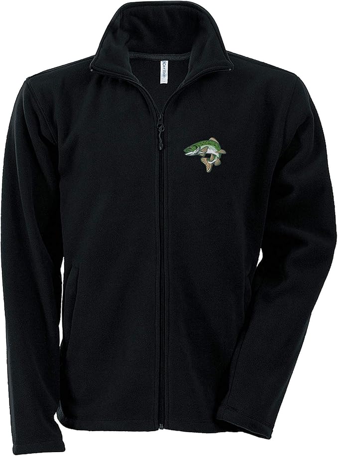 Trout Fishing Fleece Jacket with Embroidered Fish Fisherman Clothing