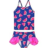 WhizBuzz Girls Tankini Swimsuit Two Piece Bathing Suits Set Spaghetti Straps with Ruffled Hem Summer UPF 50+ Bikini Swimwear
