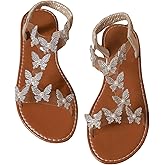 Floerns Women's Elegant Rhinestone Butterfly Transparent Elastic Strap Summer Flat Sandals