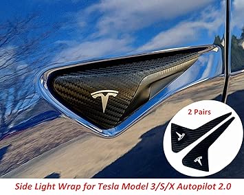 Magicalmai Tesla Side Turn Signal Indicator Wrap Side Light Chrome Delete Cover For Tesla Model S X 3 Autopilot 20 4d Carbon Fiber 2 Pairs