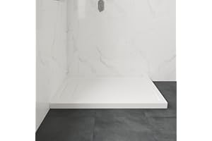 OVE Decors 54-in W x 36-in D Shower Base Pan Rectangle, Hidden Side Drain, White Acrylic, Reversible Design