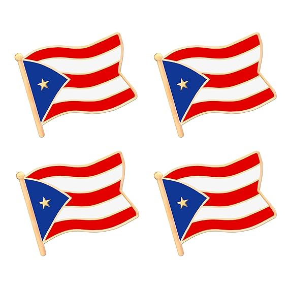 Aley Puerto Rico Puerto Rican Flag Lapel Pin Decorations 4 Pack