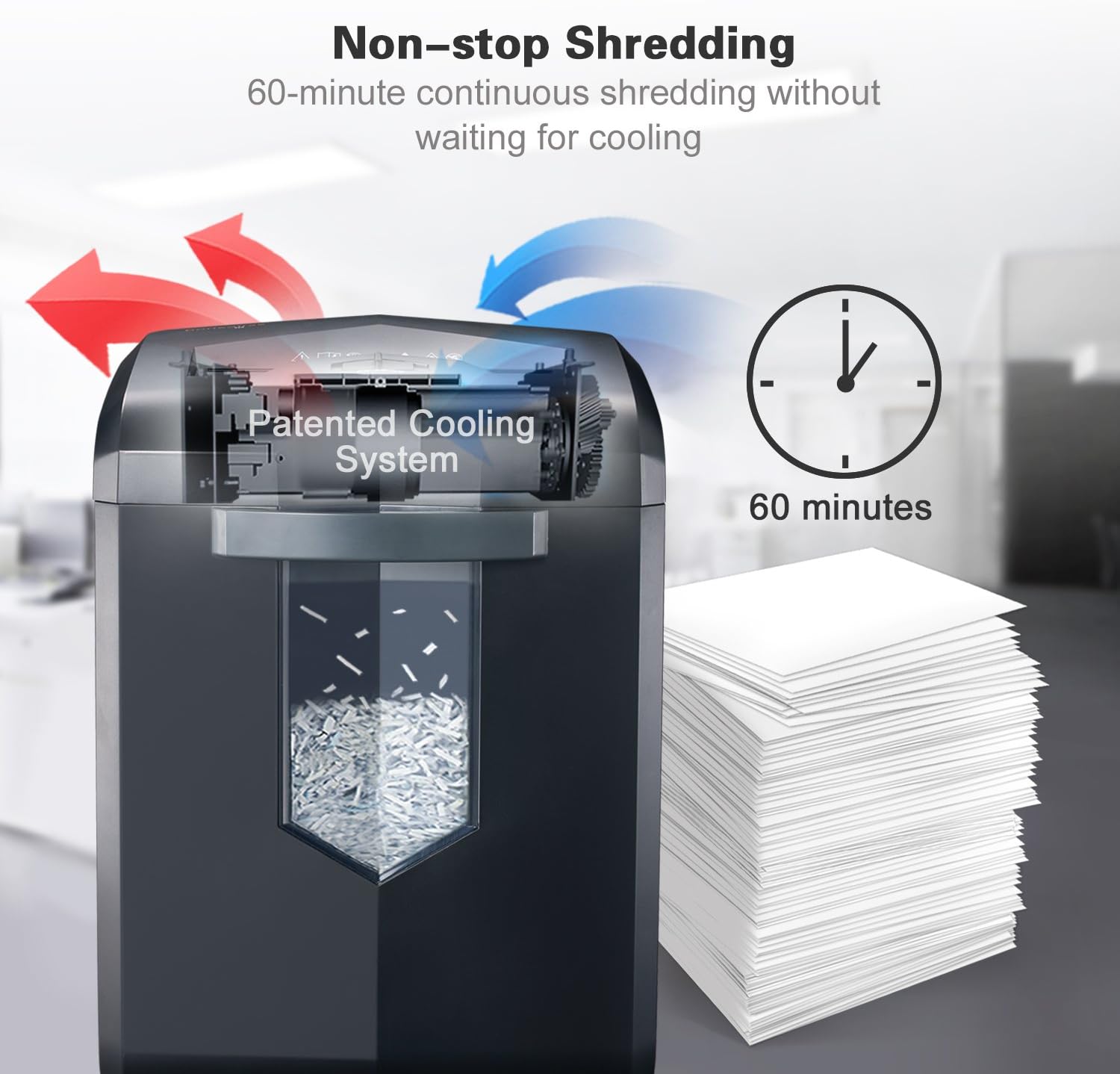 Bonsaii Updated 60-Minute Heavy-Duty Micro-Cut Paper Shredder, 14-Sheet Shredding Capacity for Office and Home Use, Destroys Credit Card/Staples/Clips, 6-Gallon Pullout Wastebasket, Black (C149-D) : Electronics