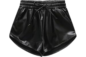 LAKIOLINS Girls Metallic Shorts Sparkle Hot Pants Shiny Dance Outfits Atletic Short Pants