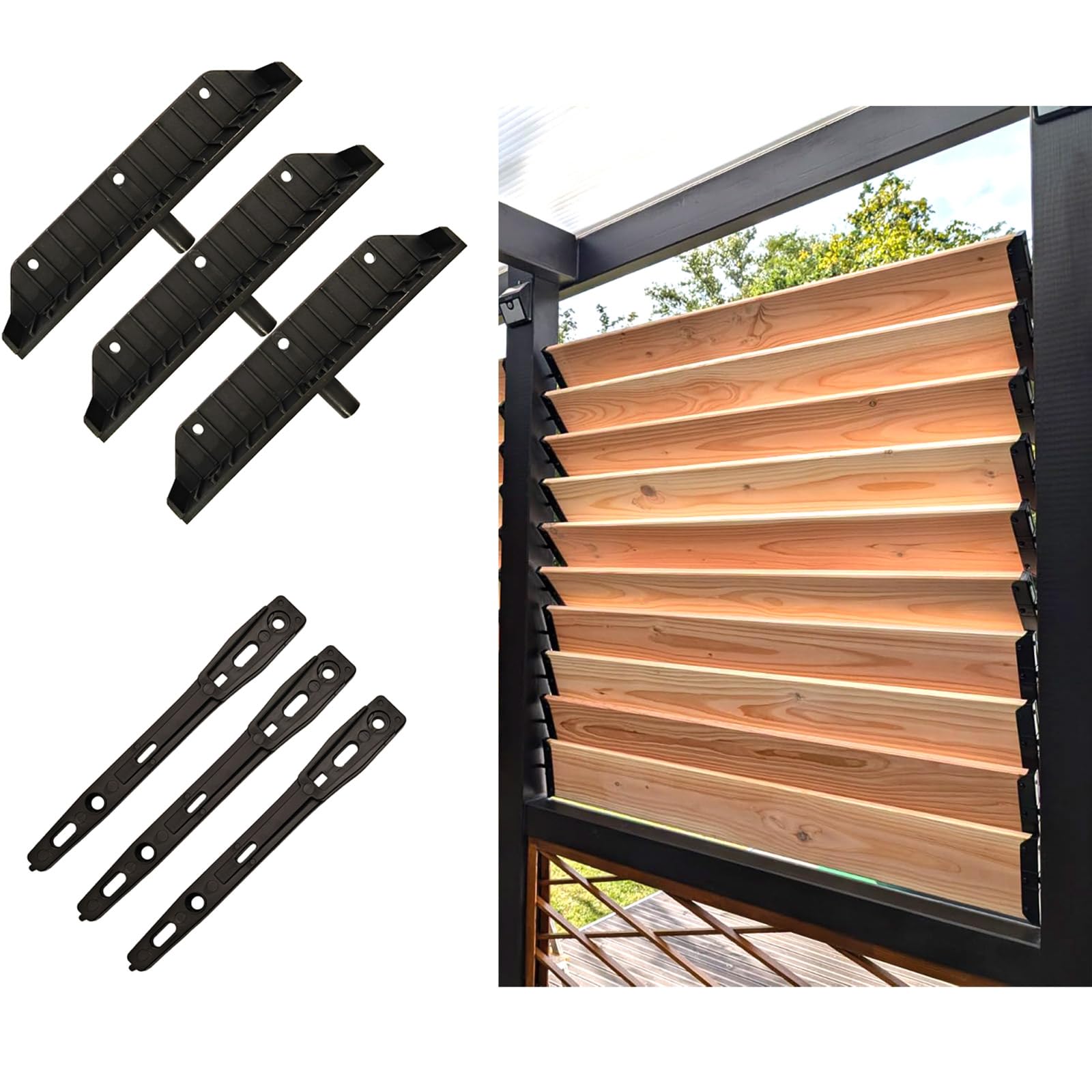 Photo 1 of Explranltec Louver Bracket Kit, Deck Sunblind System, Shutters Hardware System for Windows Garden, Complete Kit up to 11 Boards (48'') Black