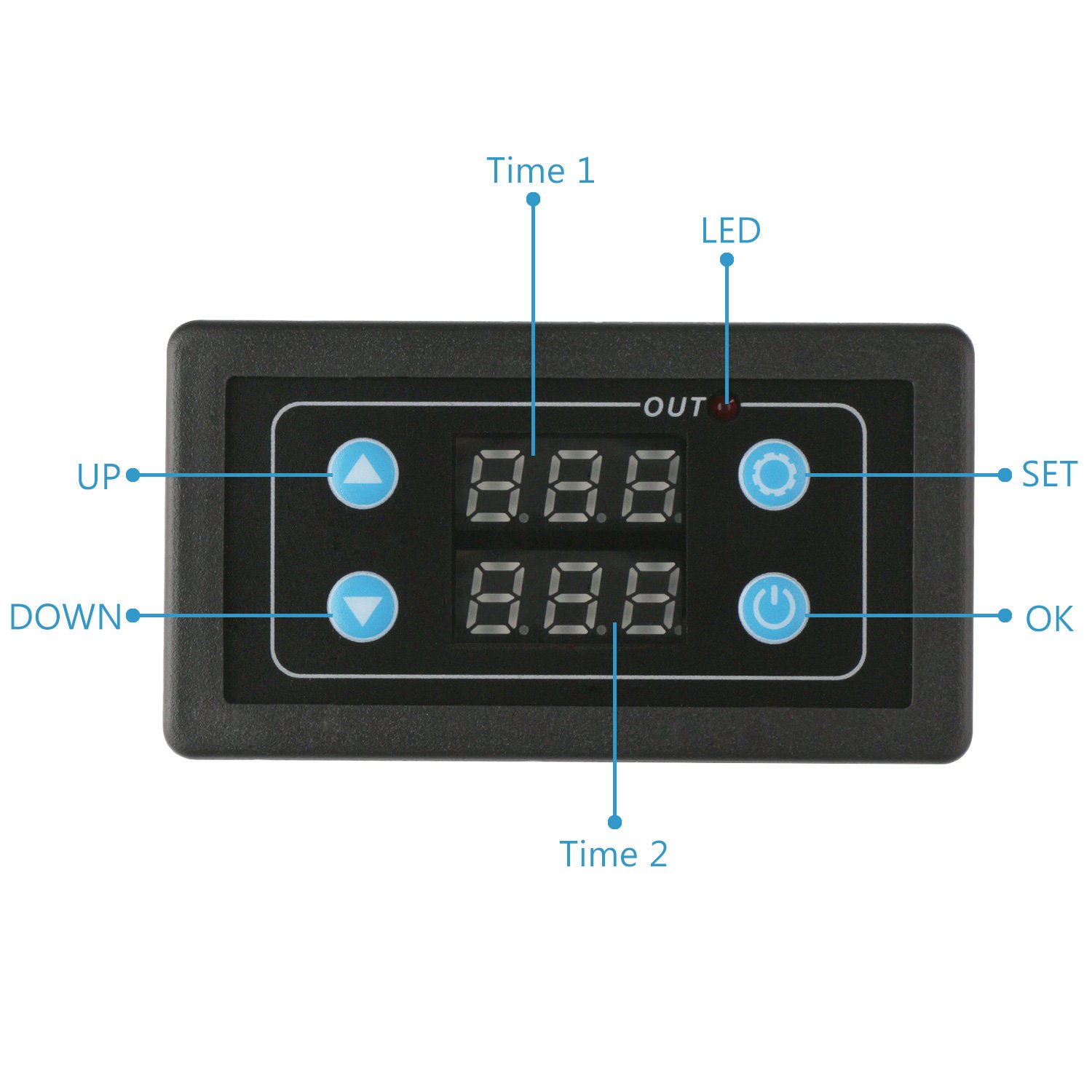 DROK Digital LED Display Relay Switch Panel AC 85265V 220V Timing
