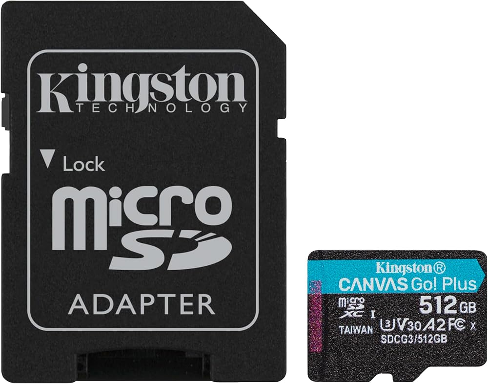 Kingston Canvas Go Plus microSDXC 512GB U3 V30 A2 Card + ADP 170MB/s
