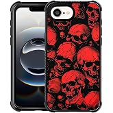 WANKBLC for iPhone 16e Case, Shockproof Protective for Man Women Non-Slip for iPhone 16e Horror Manga Style Red Skulls Crazy Pattern