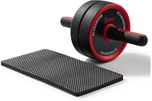 Sunny Health & Fitness Waist Trainer Ab Roller with Elbow Support, Training Wheels, Foldable for Home Gym, Abdominal Exercises, Core Strength, Glute Trainer, Crunch Workouts with Optional Dip Station