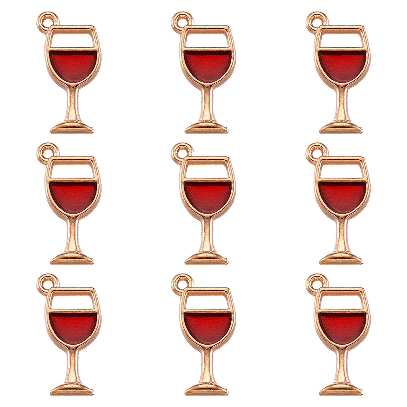 PandaHall 100pcs Wine Glass Alloy Enamel Pendants 20x8x2mm Light Gold Plated Enamel Wine Glass Charms for DIY Earring Necklace Bracelet Jewelry Making