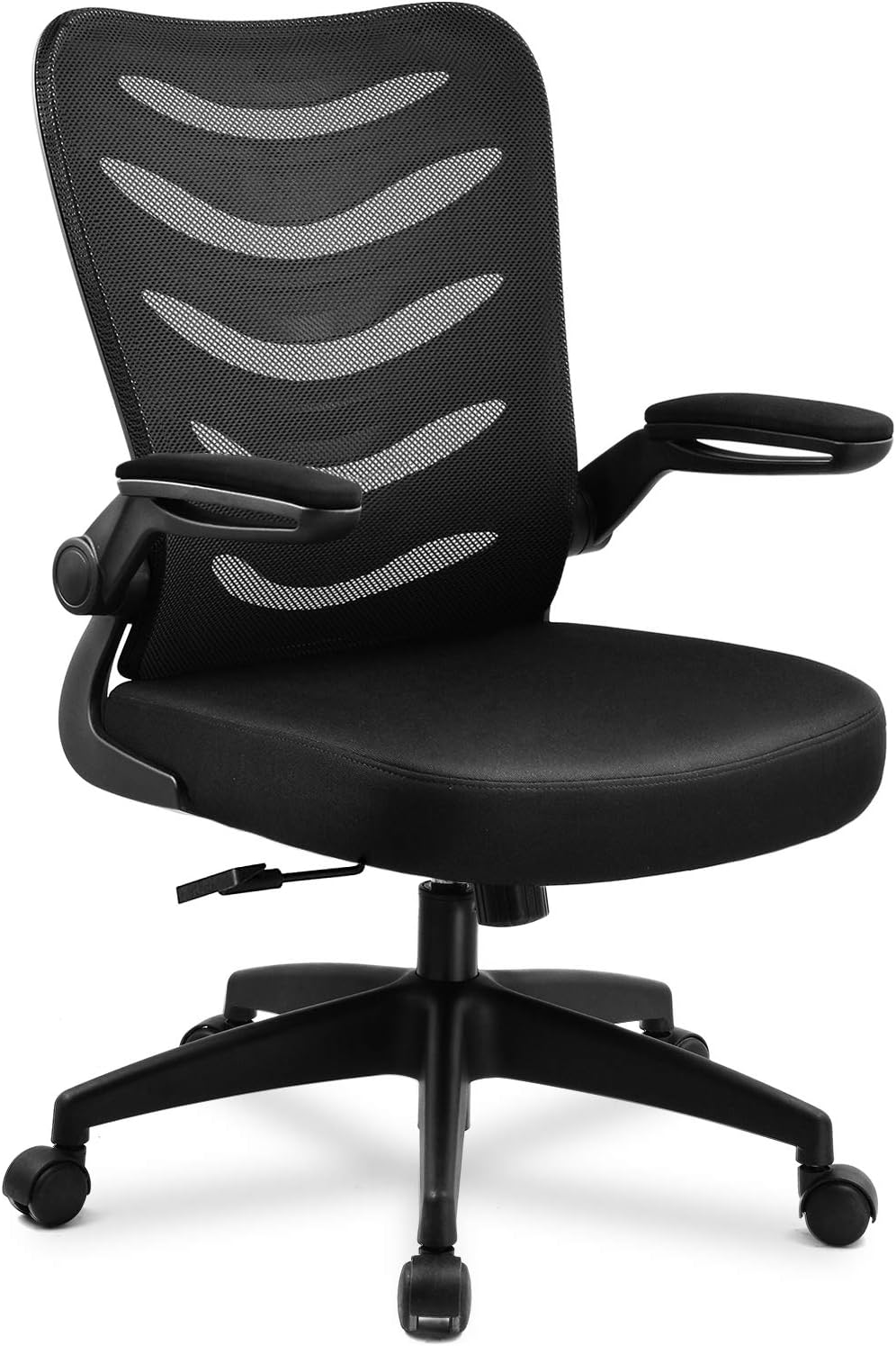 ComHoma Desk Chair Ergonomic Office Chair Mesh Computer Chair with Flip Up Arms Lumbar Support Adjustable Swivel Mid Back for Conference Home Office, Black: Furniture & Decor