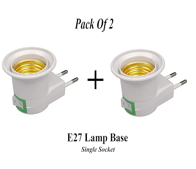CGT Lamp Base E27 LED Light Male Socket to EU Type Plug Adapter Converter for Bulb Holder (White)