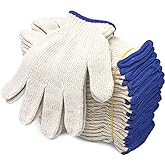 Evridwear Cotton Polyester String Knit Shell Safety Protection Work Gloves for Painter Mechanic Industrial Warehouse Gardening Construction Men & Women 12 Pairs, no Dots, Medium Size