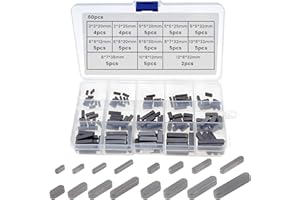 STDKDFW Pulley Keyway Key,Parallel Square Stock Key,Parallel Drive Shaft Keys Sets, Flywheel Keys, Keyway Stock, Keyway Tension for Fasteners Mechanical Industry. (60 pcs 3mm 5mm 6mm 8mm 10mm 12mm)