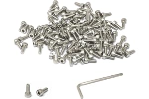 iexcell 100 Pcs M3 x 8mm Thread Pitch 0.5 mm Stainless Steel 304 Hex Socket Head Cap Screws Bolts Kit