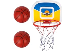 UROVIBOSCR Trampoline Basketball Hoop with 2 Mini Basketball Easy to Install, Upgraded Basketball Hoop for Trampoline Dunk, Fit for Straight Pole,for Indoor and Outdoor Use