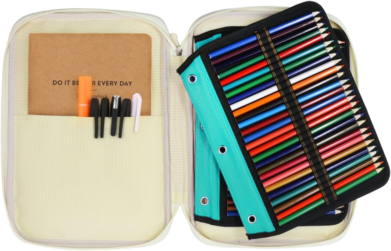 YOUSHARES 54 Slots Pencil Sleeve - Standard 3 Ring Binder Designed Pencil Page Compatible with 216 Slots Pencil Case for Watercolor Pencil, Gel Pen (Green Pencil Sleeve) - Image 4