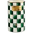 MACKENZIE-CHILDS Enamel Utensil Holder, Kitchen Utensil Holder for Countertop, Green-and-White Emerald Check