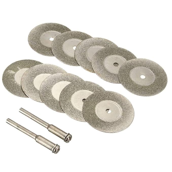 DIY Crafts Diamond Cutting Disc for Rotary Blade Mini Drill Tools Accessories for DIY Crafts Works (Diamond Cutting Disc+ Mandrel) (Design No # 2, Pack of 10 Pcs)