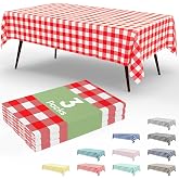 Smiry 3 Pack Red Gingham Disposable Tablecloths, 54" x 108" Rectangle Plastic Checkered Table Cloth, Waterproof Buffalo Plaid Table Covers for Picnic, Outdoor, Birthday, Party