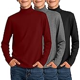 LessonZoo 3 Pack Boys Turtleneck Tops Kids Long Sleeve Shirts Turtle Neck Pullover Undershirt Youth Basic Layer Warm Tops