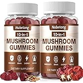 Mushroom Gummies - 10x Mushroom Supplement for Adults with Lion's Mane, Reishi, Chaga and Turkey Tail - Brain Booster, Immune Support, Stress Relief and Focus Support (2 Pack)