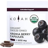 KOYAH - Organic Aronia Berry Capsules - Freeze-Dried, Whole-Berry, 600 mg, Vegan, Gluten-Free, Non-GMO. Antioxidant Support. 60 Capsules
