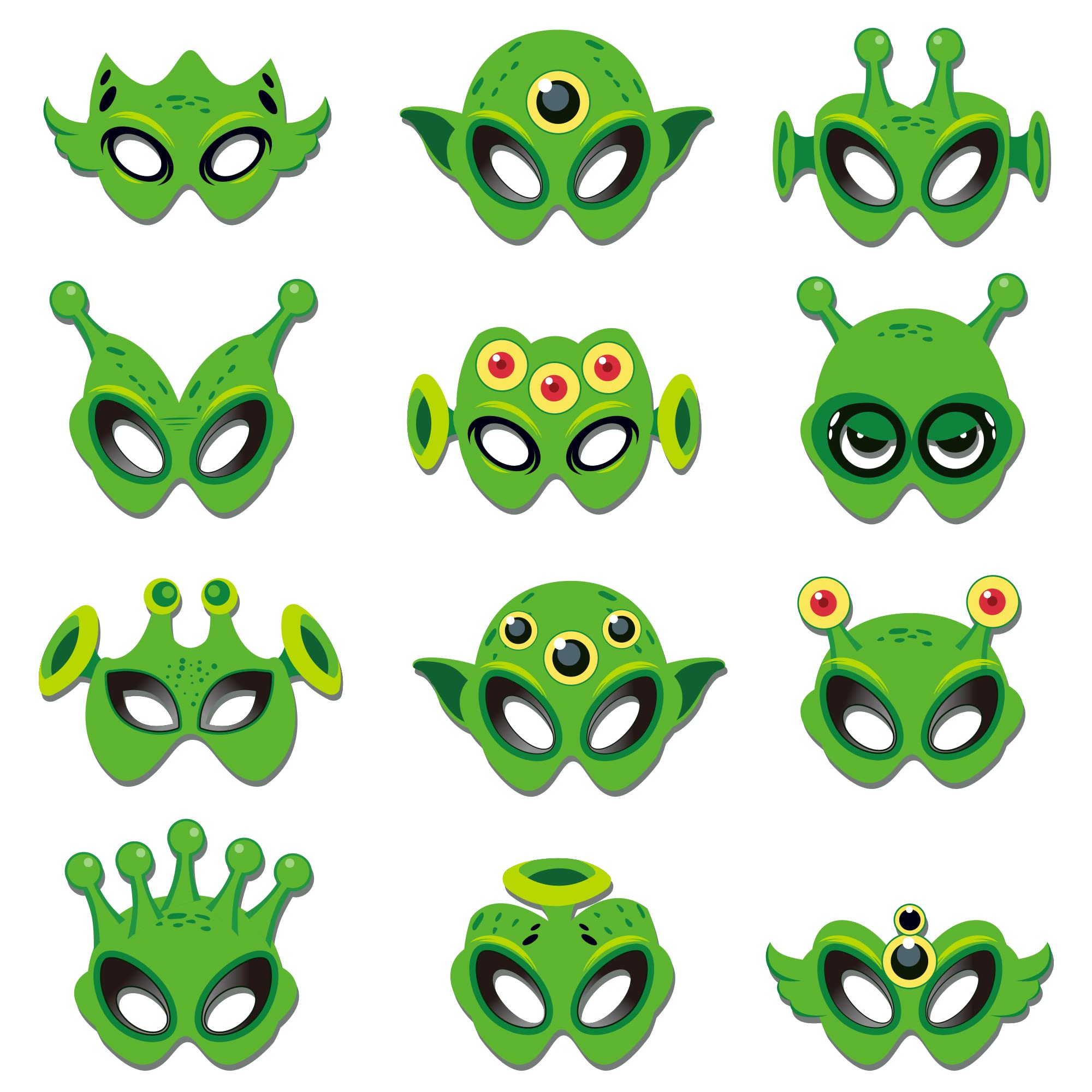 Photo 1 of 12 PCS Paper Green Alien Eye Masks Alien Masks Party Favors UFO Theme Costumes Party Supplies UFO Eyemask Cosplay Outer Space Saucer Man Aliens Birthday Partys Favors