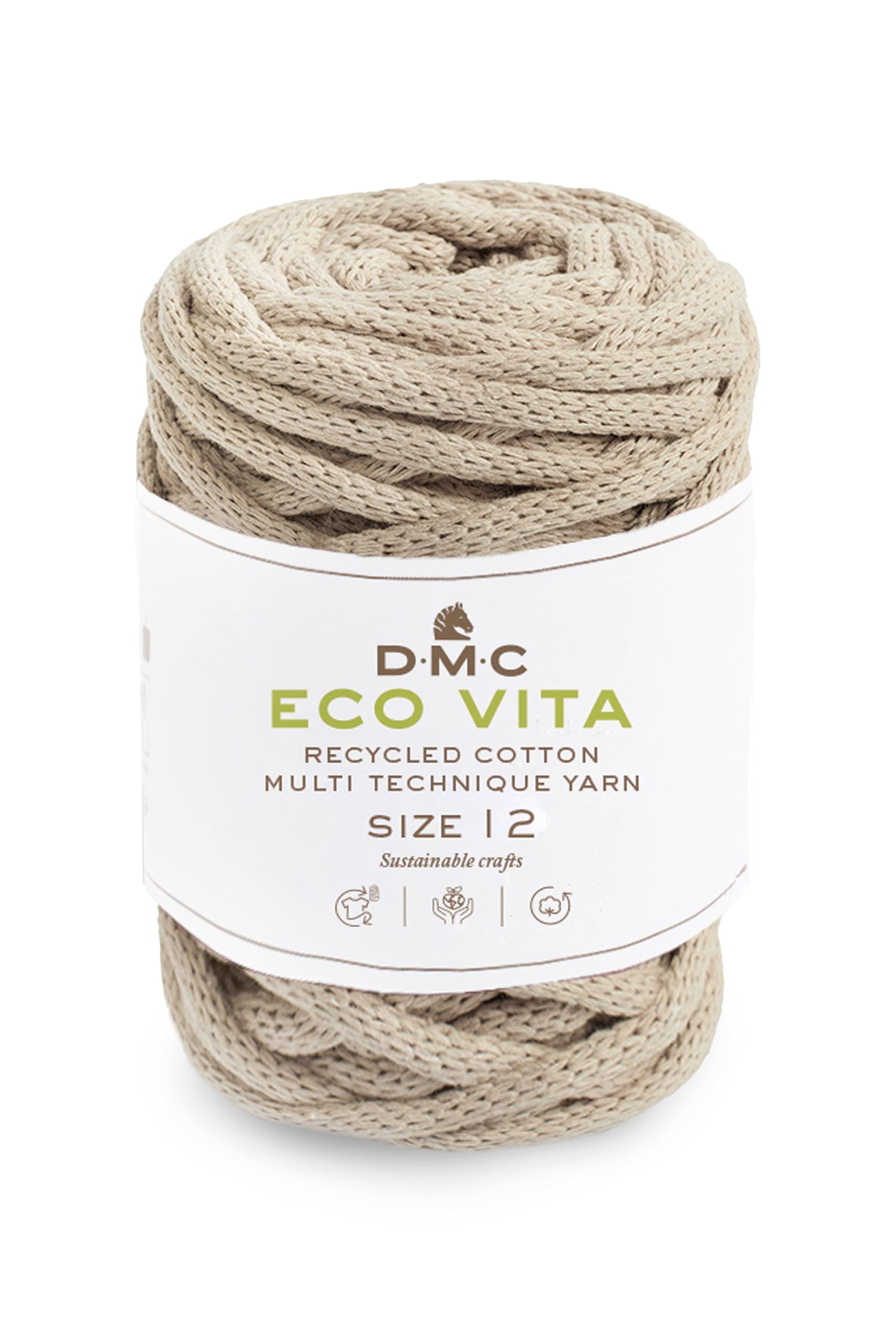 DMC Eco Vita 12, Crochet Knitting Macrame Yarn, Light Brown (03), 250g